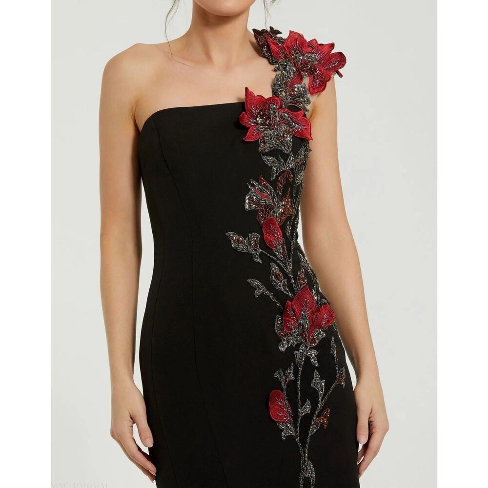 Mac Duggal Off The Shoulder Embroidered Mermaid Gown Black Size 6 NWOT 11779 - Picture 3 of 16